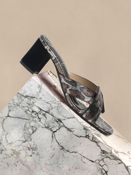 Bruno Manetti - Womens Sandal Heels Slip On Square Toe Grey