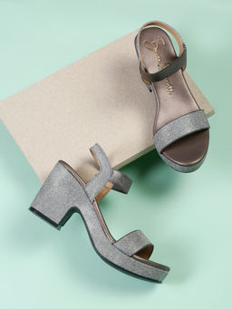 Bruno Manetti - Womens Sandal Heels Slip On Round Toe Grey