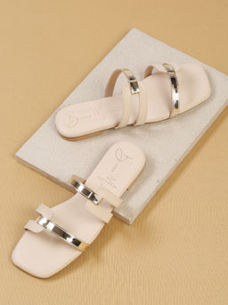 Bruno Manetti - Womens Flats Slip On Square Toe Cream