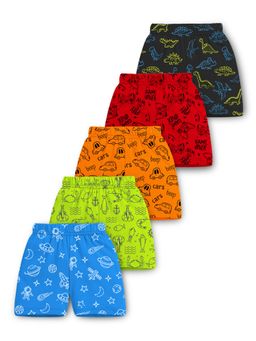 Trampoline - Boys Cotton Blend Multi-Color Printed Shorts (Pack Of 5)