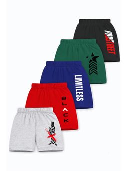 Trampoline - Boys Cotton Blend Multi-Color Printed Shorts (Pack Of 5)