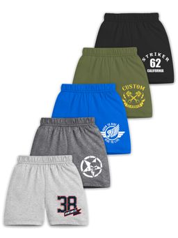 Trampoline - Boys Cotton Blend Multi-Color Printed Shorts (Pack Of 5)