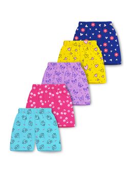 Trampoline - Girls Cotton Blend Multi-Color Solid Shorts (Pack Of 5)