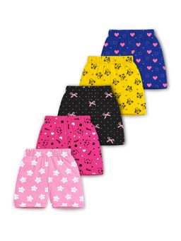 Trampoline - Girls Cotton Blend Multi-Color Solid Shorts (Pack Of 5)