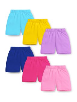 Trampoline - Girls Cotton Blend Multi-Color Solid Shorts (Pack Of 6)