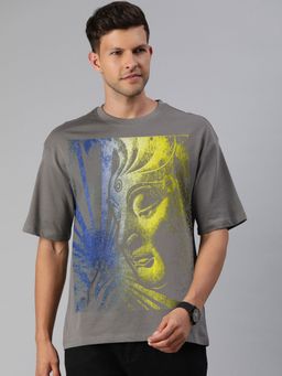 Huetrap - Mens Graphic Round Neck Drop Shoulder Relaxed Fit Castle Rock T-Shirt