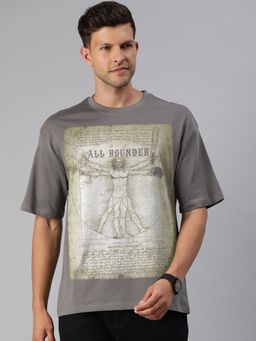 Huetrap - Mens Graphic Round Neck Drop Shoulder Relaxed Fit Castle Rock T-Shirt