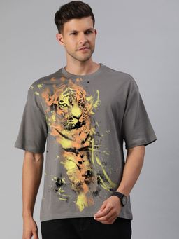 Huetrap - Mens Graphic Round Neck Drop Shoulder Relaxed Fit Castle Rock T-Shirt