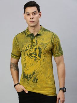 Huetrap - Mens Short Sleeves Printed Chive Polo T-Shirt