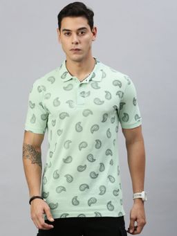 Huetrap - Mens Short Sleeves Printed Cameo Green Polo T-Shirt