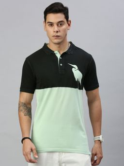 Huetrap - Mens Short Sleeves Printed Cameo Green Polo T-Shirt