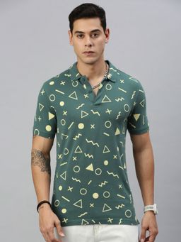 Huetrap - Mens Short Sleeves Printed Pine Polo T-Shirt
