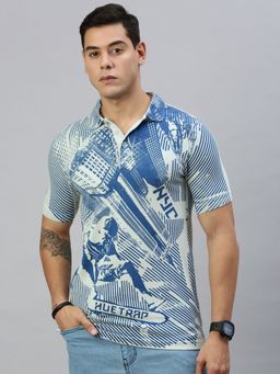 Huetrap - Mens Short Sleeves Printed Snow Green Polo T-Shirt