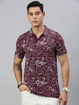 Huetrap - Mens Short Sleeves Printed Wine Polo T-Shirt