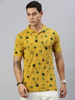 Huetrap - Mens Short Sleeves Printed Fenugreak Polo T-Shirt