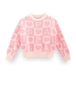 U.S. POLO ASSN. - Pink Girls Patterned Knit Sweater