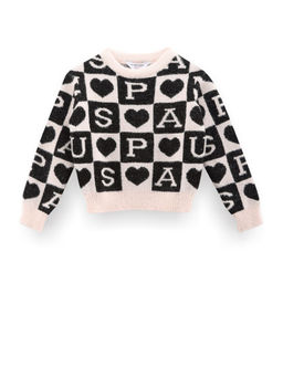 U.S. POLO ASSN. - Black Girls Patterned Knit Sweater