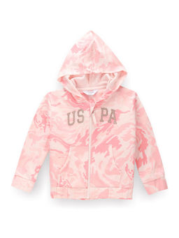 U.S. POLO ASSN. - Pink Girls Hooded Cotton Sweatshirt