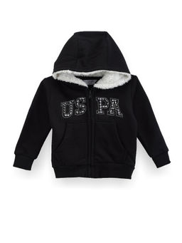 U.S. POLO ASSN. - Black Girls Brand Print Hooded Sweatshirt