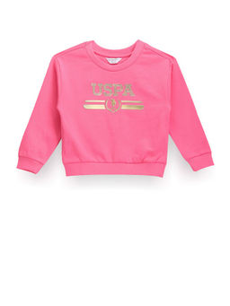 U.S. POLO ASSN. - Pink Girls Metallic Brand Print Sweatshirt