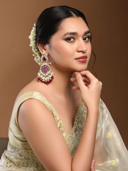 Kalakrith Milano - Women Wine Carved Stone Dangler Earrings