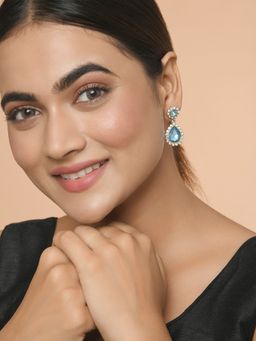 Kalakrith Milano - Women Blue Azure Stone Studded Teardrop Earrings