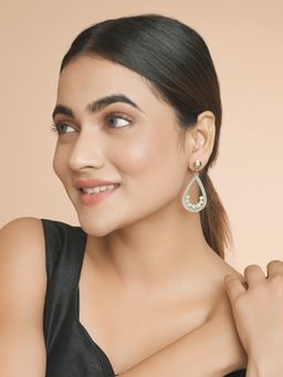 Kalakrith Milano - Women Mint Green Studded Teardrop Earrings