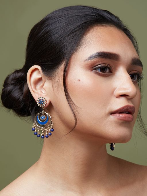 Navy Blue Colour Earrings Blue Earrings For Gown Navy Blue Colour