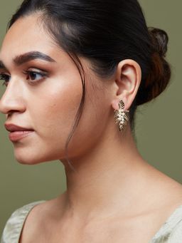 Kalakrith Milano - Women Gold Leaf White Pearl Earrings