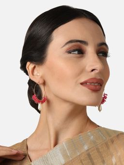 Kalakrith Milano - Women Pink and Pearl Hoop Earrings