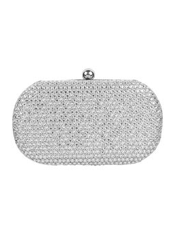Mochi - Silver Mirror Work Faux Leather Clutch