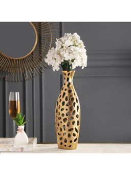 De Maison Decor - Sophia Floral Vase In Raw Gold Finish