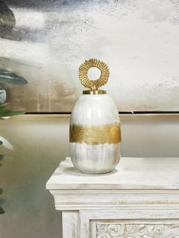 Manor House - Pearl White And Gold Sculpture