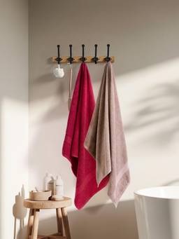 Haus & Kinder - 100% Cotton Bliss Bath Towel Pack of 2 Raspberry and Taupe (70 x 140 cm)