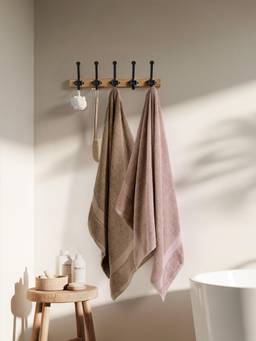 Haus & Kinder - 100% Cotton Bliss Bath Towel Pack of 2 Mocha and Taupe (70 x 140 cm)