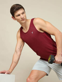 Technosport - Men Melange Slim Fit Round Neck Sports Tank Top with Techno cool+