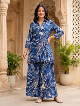 Autumnlane - Women Blue Printed Cotton Co-Ord Set