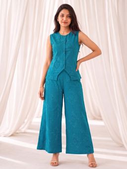 Autumnlane - Women Teal Printed Cotton Co-Ord Set