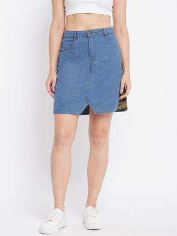 Uptownie - Womens Light Blue Denim Knee Length Skirt