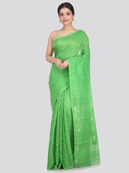 PinkLoom - Women's Soft Cotton Blend Jamdani Saree Without Blouse Piece