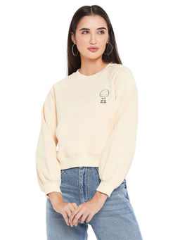 CAMLA - Barcelona Graphic Full Sleeves Crew Neck Cream Sweatshirt