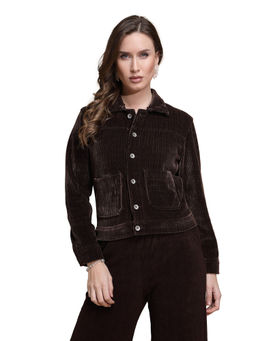 Global Republic - Women Brown Full Sleeves Suede Jacket