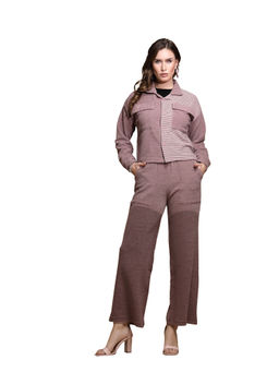 Global Republic - Women Purple Full Sleeves Jacket With Pant (Set of 2)