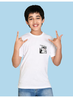 Nusyl - Boys White Anime Printed T-Shirt