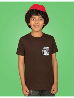 Nusyl - Boys Brown Anime Printed T-Shirt