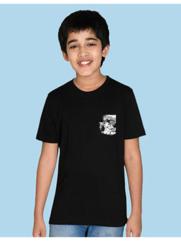 Nusyl - Boys Black Anime Printed T-Shirt