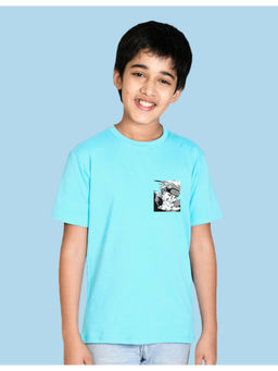 Nusyl - Boys Sky Blue Anime Printed T-Shirt