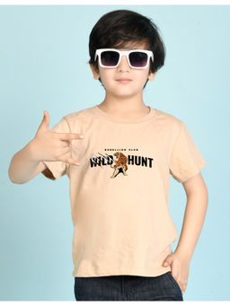 Nusyl - Boys Beige Tiger and Wild Hunt T-Shirt