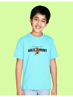 Nusyl - Boys Sky Blue Tiger and Wild Hunt T-Shirt