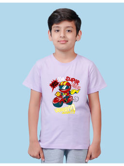 Nusyl - Boys Lavender Super Hero Printed T-Shirt